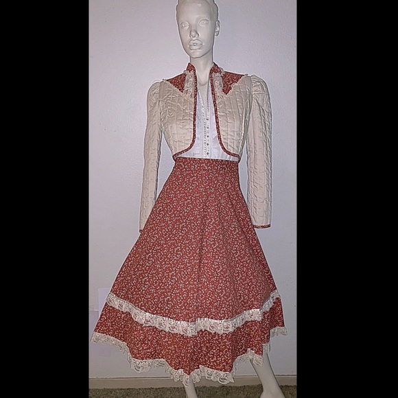 1970’s Handmade Gunne Sax Skirt Quilted Jacket XS - Picture 2 of 8